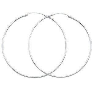 Sterling Silver Large Big Hoops, Continuous Hoop Earrings - 1.2 x 55 mm